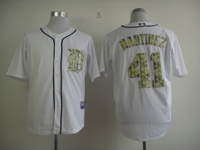 Men Detroit Tigers 41 Martinez White Camo MLB Jerseys